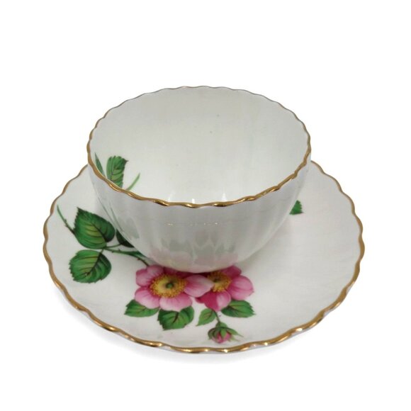 RADFORDS Floral Pink and Green Tea Cup Saucer England Vintage - Picture 5 of 12